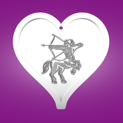 Key pendant, heart, Sagittarius 3D model