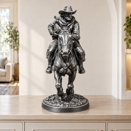 Pony-Express-Reiter – Skulptur, STL & 3MF, 4 Größen