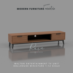 Modern-Entertainment-TV-Unit-Dollhouse-Miniature-2.png STL file Miniature Modern Furniture Malton Entertainment TV Unit Cabinet for Dollhouse・3D printable model to download
