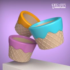 TIMUX_ICE_CREAM.jpg Free 3D file ICE CREAM POT - PENHOLDER・3D printing design to download