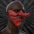 3-3.jpg Japanese Tengu Half Mask Oni Demon Mask 3D print model