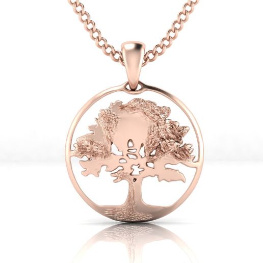 Tree of Life Circle Pendant in Rose Gold