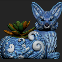 Imagen1.png Night Forest Fern Fox Planter - STL for 3D Printing