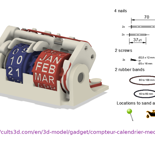 CompteurCalendrierRedesign2 v116 Assembly.png Fichier 3D Calendrier perpétuel compteur mécanique・Modèle à télécharger et à imprimer en 3D, uhgues