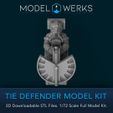MODEL) WERKS TIE DEFENDER MODEL KIT 3D Downloadable STL Files. 1/72 Scale Full Model Kit. Tie Defender 1/72 Scale Tie Fighter