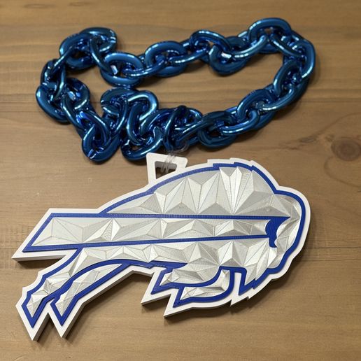 Collier Buffalo Bills – Chaîne Fan NFL – Logo Doré 3D – Josh Allen – Taille Unique