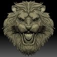 LionHead9.jpg Lion head STL file 3d model - relief for CNC router or 3D printer.