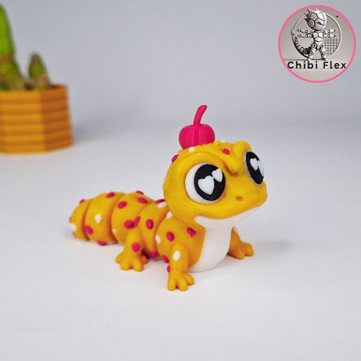 5.jpg Flexi Mini Ice Cream Gecko | Movable Head Version Included | Print In Place | No Supports