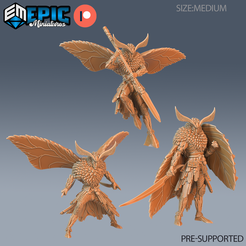 Moth-Warrior.png Fichier 3D Set Moth Warrior ‧ DnD Miniature ‧ Tabletop Miniatures ‧ Gaming Monster ‧ 3D Model ‧ RPG ‧ DnDminis ‧ STL FILE・Objet imprimable en 3D à télécharger