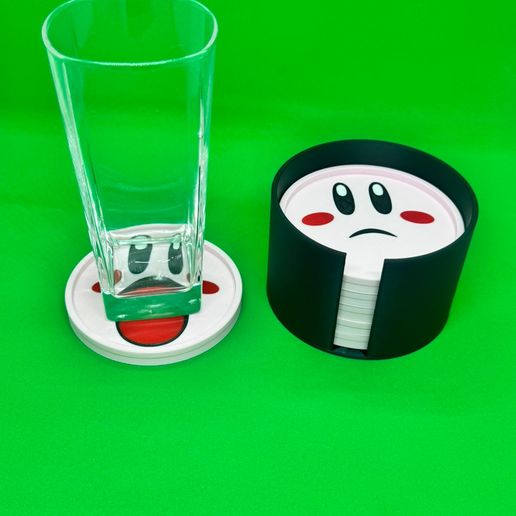 Conjunto de 6 Porta-Copos com Suporte – Estilo Kirby