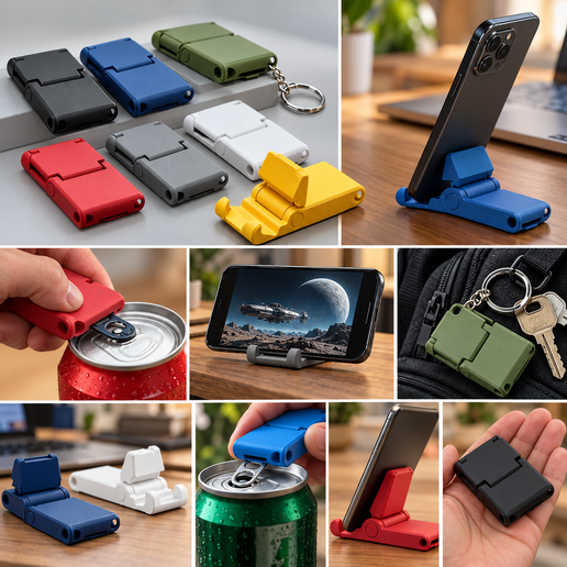 3 in 1 Folding Phone Stand, Can Opener, Keychain