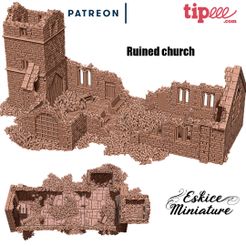 Eglise-en-ruine.jpg Archivo STL Ruina de la iglesia - Período XVIII a XX・Plan para descargar y imprimir en 3D