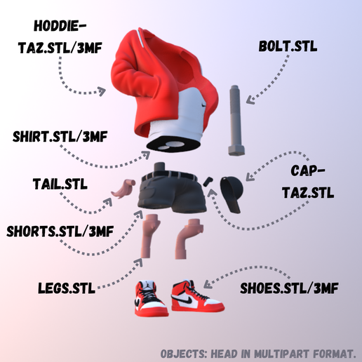 body-mpinfo.png Taz urban vibes Fan Art (Multiparts/3mf)