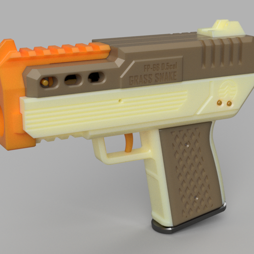 FP-68 Grass Snake Compact FTW flywheel pistol foam blaster 3D model