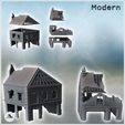 2.jpg Set of two modern ruined houses with exposed framework and ground-floor shop (45) - Modern WW2 WW1 World War Diaroma Wargaming RPG Mini Hobby