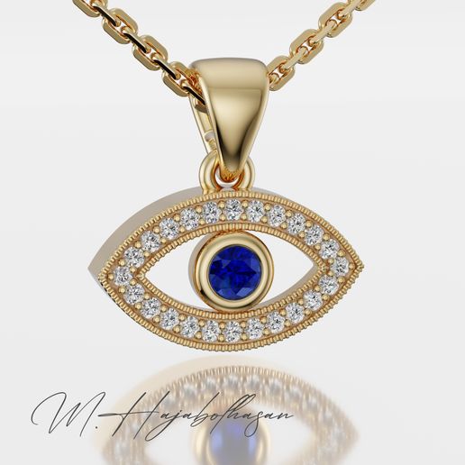 YELLOW.jpg Eye of Protection Pendant - 3D Printable Jewelry Model (Free)