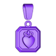 Crown-heart-11x11mm-emrald-shaped-pendant-charm.STL Crown heart square emerald shaped pendant charm with bail 3D print model