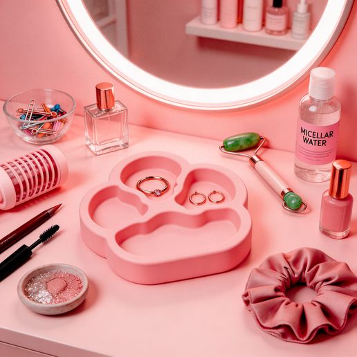 Cat Paw Makeup Organizer | Scallop Coquette Jewelry Trinket Tray