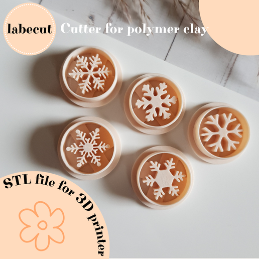 Snowflake imprint polymer clay cutter