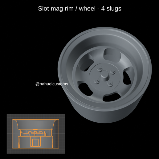 Slot mag rim / wheel - 4 slugs 3D model