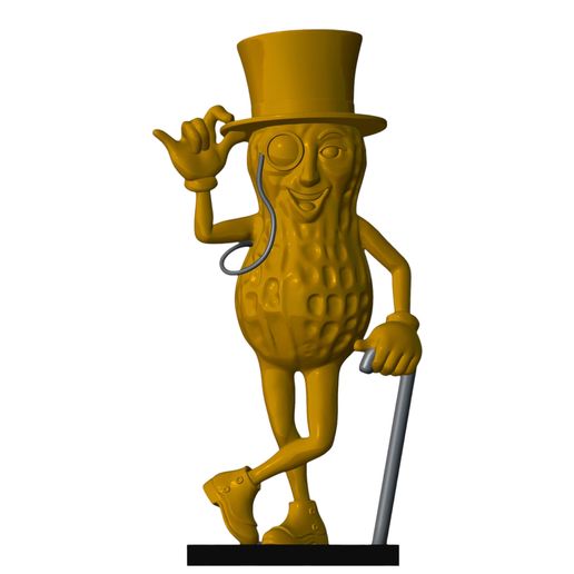 Mr. Peanut 木製キャラクタースタンド 🥜 Mr Peanut HD 3D Print Statue – Planters Style Peanut Mascot Art