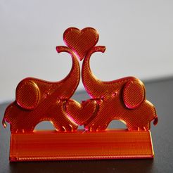 IMG_0422.jpg Playful Elephants Holding Heart with Trunks - A Charming 3D Printed Figurine Celebrating Love and Affection