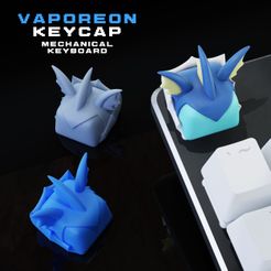 portada_vaporeon_keycap_cults.jpg Free STL file Vaporeon Pokemon - Keycap 3D mechanical keyboard - Eeveelutions・3D printer model to download