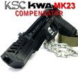 KWA-MK23-Compensator-08.jpg KWA KSC Tokyo Marui MK23 Airsoft Replica Hand Cannon H&K Big Gun Tactical Compensator Comp