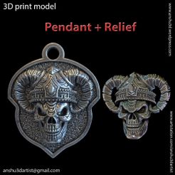 DS_vol4_R_P_K1.jpg 3D-Datei Dämonenschädel vol4 Relief und Anhänger・3D-Drucker-Vorlage zum herunterladen