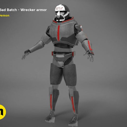 The Bad Batch Wrecker armor - 3D model önizlemesi