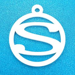 SInitialRoundGiftTag3DPrintPhoto1.jpg STL-Datei S - Initiale Rundes Geschenkanhänger Ornament・3D-druckbares Modell zum Herunterladen