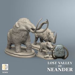 mmf_neander_beasts.jpg STL file Ice Age Beasts - Mammoth Rhino and Boar・3D printer model to download, gadgetworks