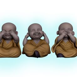 © ART_IN_ACTIONBR 3 wise buddha monk set. Monk: I don't see Monk: I don't speak Monk: I don't hear