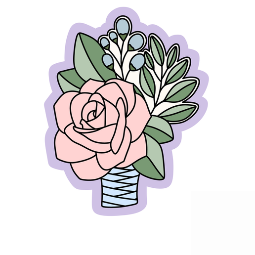 Rose Bouquet Cookie Cutter STL – Floral Wedding Bouquet 3D Print File – 2 Inch