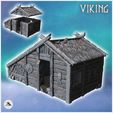 1-PREM.jpg Viking wooden building with thatched roof, stone annex and hanging fish (17) - North Northern Norse Nordic Saga 28mm 15mm Medieval Dark Age