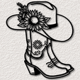 project_20230808_1417278-01.png cowgirl boots and hat wall art country wall decor ranch 2d art
