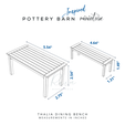 ch ain POTTERY BARN THALIA DINING BENCH MEASUREMENTS IN INCHES Miniature Thalia Dining Bench and Table, Pottery Barn-Inspired FOR 1:12 DOLLHOUSE