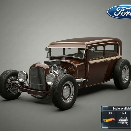 Ford Model A Hot Rod – Tudor Sedan Custom Build STL 3D Print Model
