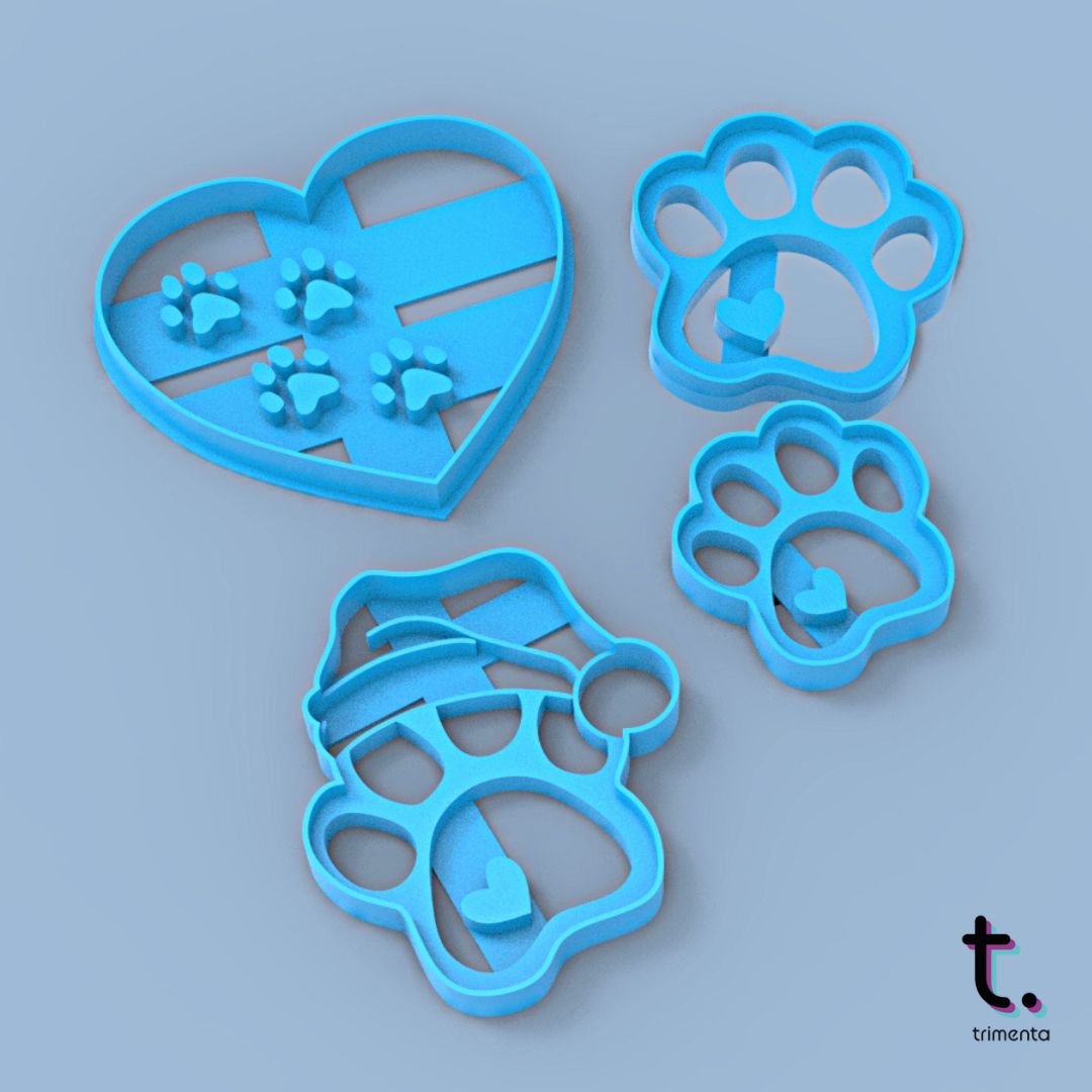 Heart in heart Dog Paw Cookie Cutter 