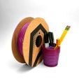 Purple.jpg 3D Printable Extruded Layer Pot with embellished 3D printing layers