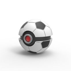 1.jpg Archivo 3D Pokeball Estilo balón de fútbol・Objeto imprimible en 3D para descargar, CosplayItemsRock