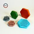 fidget-wobble-pins-hex-09.jpg Hexagon Fidget with Moving Pins - Print in Place Desk Toy & Keychain, 3 Sizes