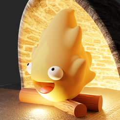 calci3.png Archivo STL Calcifer con adaptación para lampara y figura mini extra actualizado・Modelo para descargar y imprimir en 3D