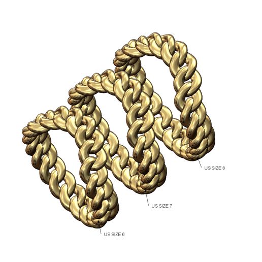 Curved cuban link band US sizes 6 7 8 3D print model 3D model