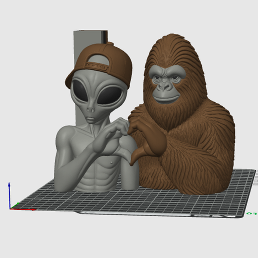 Alien & Bigfoot Heart Hands – Sasquatch Cryptid Bust 3D Printable STL 3MF