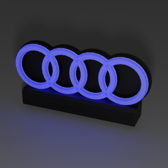 Render.png STL file Audi Logo with LEDs・3D print design to download