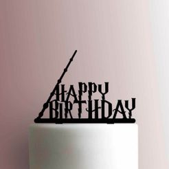 JB_Wizard-Happy-Birthday-225-A031-Cake-Topper.jpg STL file HAPPY BIRTHDAY HARRY POTTER TOPPER・Model to download and 3D print