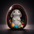 1.png Cute Easter Bunny in Cracked Chocolate Egg – Adorable Spring Decor – Bunny Egg Figurine