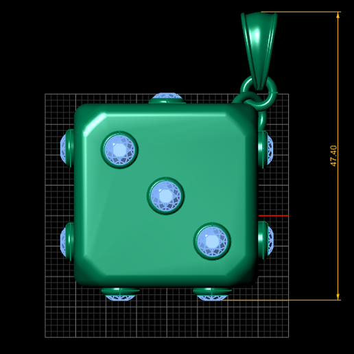 Emerald Green Dice Pendant with Gemstones