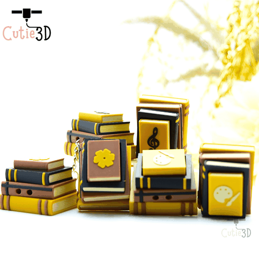 📚 Cutie3D Playful Stacked Books Set of Clicker Keychains - Cute ...